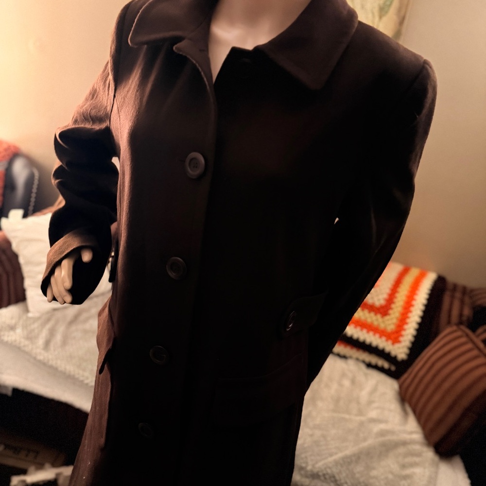 Moda International Dark Brown Wool Pea Coat